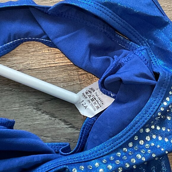 NWT Girl's‎ Gymnastics Leotards Dance Outfit Shiny Jewels Athletic Size 12A Blue - Picture 6 of 7